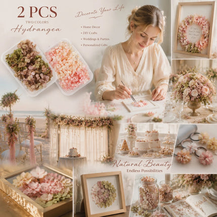 Agate Blue & Champagne Tone Preserved Hydrangea Wedding DIY Accessory Kit 2 Boxes