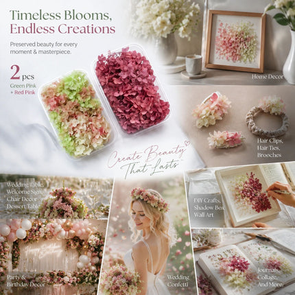 Warm Mixed Shade & Purple Cloud Gradient Preserved Hydrangea Resin Ornament Pack 2