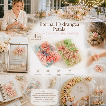 Dreamy Tone & Warm Mixed Shade Preserved Hydrangea Wedding Dried Flower Bulk Kit 4 Boxes