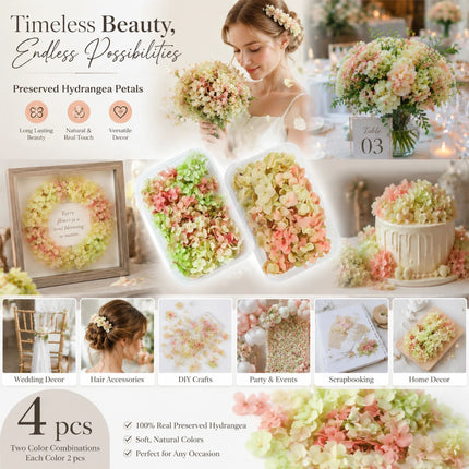 Warm Mixed Shade & Soft Jade Tone Preserved Hydrangea Handmade Soap Bulk Material 4 Pack