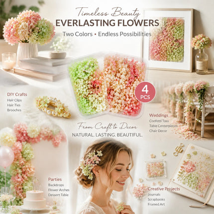 Warm Mixed Shade & Champagne Tone Preserved Hydrangea Wedding Styling Craft Supply 4 Pack