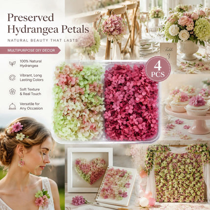 Warm Mixed Shade & Purple Cloud Gradient Preserved Hydrangea Resin Ornament Large Pack 4