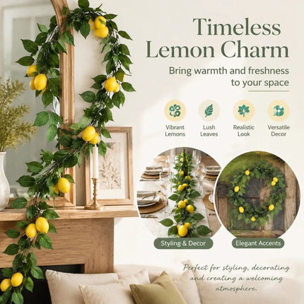 Herb Scent Artificial Lemon Vine Foam Lemon Fruit Indoor Patio Greenery Decor