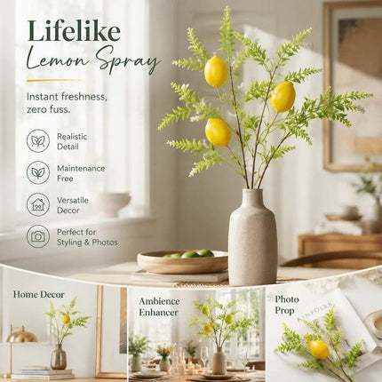 Single Lemon Stem-08 Foam Lemon Artificial Greenery Accessory
