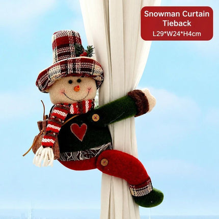 2Pcs Christmas Tall Hat Reindeer Curtain Tiebacks