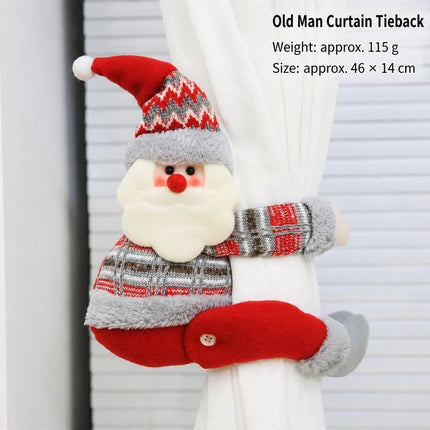 2Pcs Christmas Pointed Hat Gingerbread Man Curtain Tiebacks