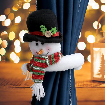 2Pcs Christmas Pointed Hat Gingerbread Man Curtain Tiebacks
