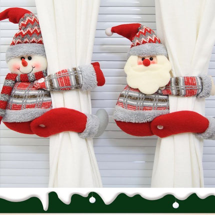 2Pcs Christmas Red & White Long Leg Reindeer Curtain Tiebacks