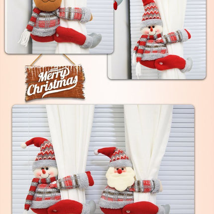 2Pcs Christmas Red & White Long Leg Reindeer Curtain Tiebacks
