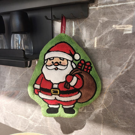 2Pcs Green Background Santa Claus with Backpack Ornament