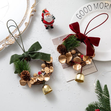 2 Pack D5 Christmas Pinecone Triple Bells Red