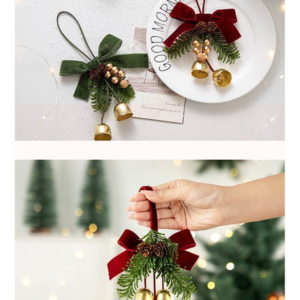2 Pack D5 Christmas Pinecone Triple Bells Red