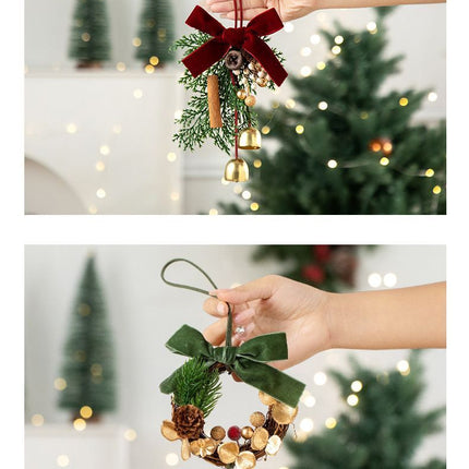 2 Pack D9 Christmas Pine Wreath Ornament Green