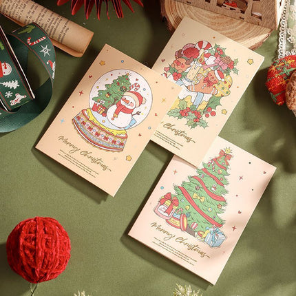 60 Sheets Watercolor Hot Stamping Christmas Greeting Cards Style 3