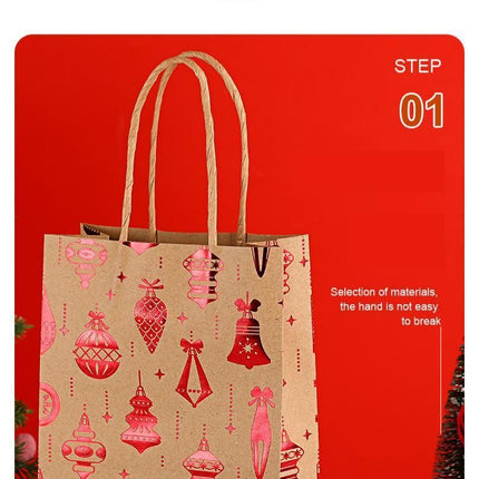 20Pcs Christmas Kraft Gift Bags, Silver Hot Stamping Snowflake, 15×8×21cm