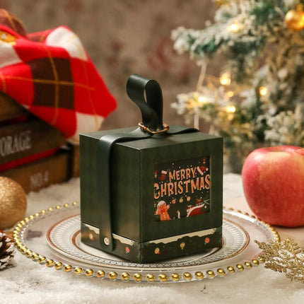 2pcs Square Christmas Apple Gift Box (Dark Green)