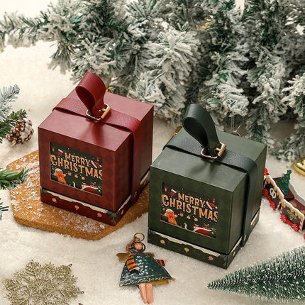 2pcs Square Christmas Apple Gift Box (Dark Green)