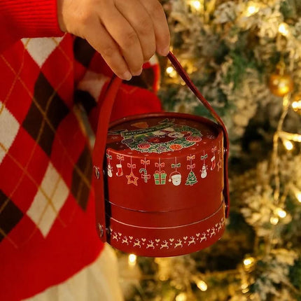 2pcs Round Christmas Apple Gift Box (Wine Red)