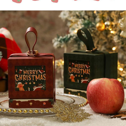 2pcs Round Christmas Apple Gift Box (Wine Red)