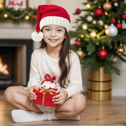 2pcs Knitted Parent-child Red Santa Hats