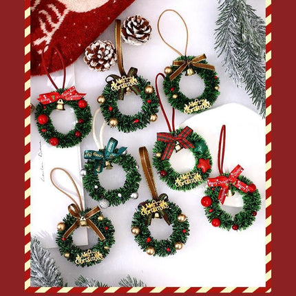 5pcs Mini Christmas Wreaths With Rope