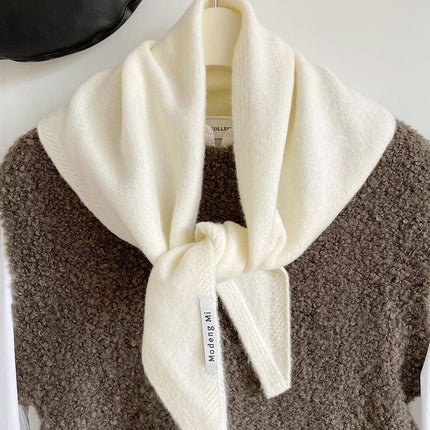 2pcs Fashion Warm Triangle Scarf - Cream White, 35×105cm
