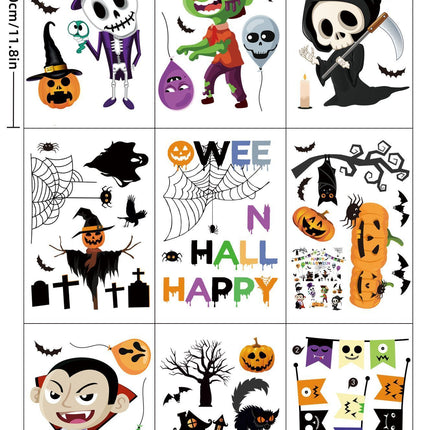 2Sets W14 Halloween Static Window Stickers (9 Sheets Per Set)