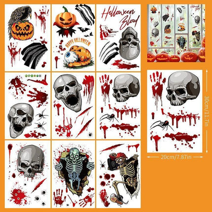 2Sets W2329 Halloween Static Window Stickers (9 Sheets Per Set)