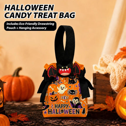 8Pcs Purple Background Black Cat Halloween Drawstring Bags