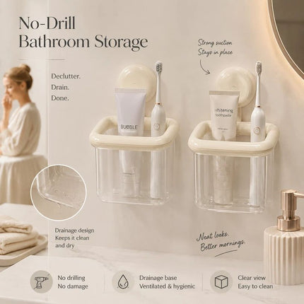 2pcs Wall-Mounted Storage Box (Cream White)