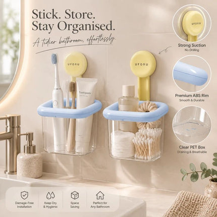 2pcs Wall-Mounted Storage Box (Bubble Blue)
