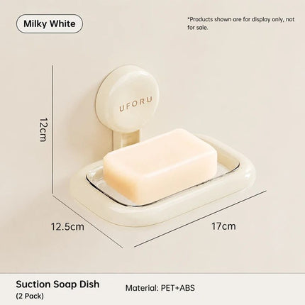 2pcs Suction Cup Soap Dish (Cream White)