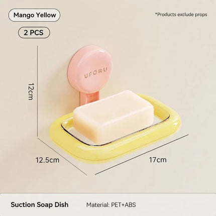 2pcs Suction Cup Soap Dish (Mango Yellow)