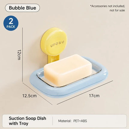 2pcs Suction Cup Soap Dish (Bubble Blue)