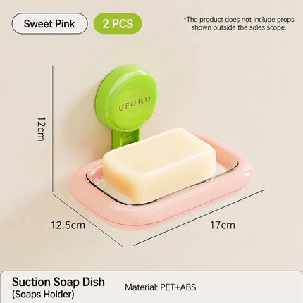 2pcs Suction Cup Soap Dish (Sweetheart Pink)