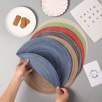 6pcs Round Heat-Resistant Placemat, Khaki