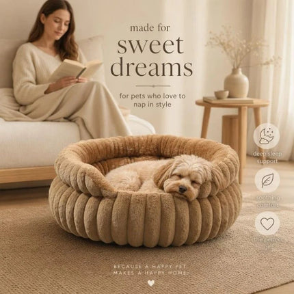 Notch Version Round Bed - Coffee, Size M: 50×50×15cm