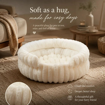 Notch Version Round Bed - Cream White, Size L: 60×60×15cm