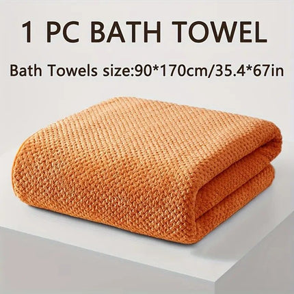 Modern Pineapple Grid Design Ultra-Soft Coral Fleece Bath Towel｜90x170cm Extra Thick Strong Absorption, Suitable for Bathroom, Gym, Hotel, and Home Use.(white)