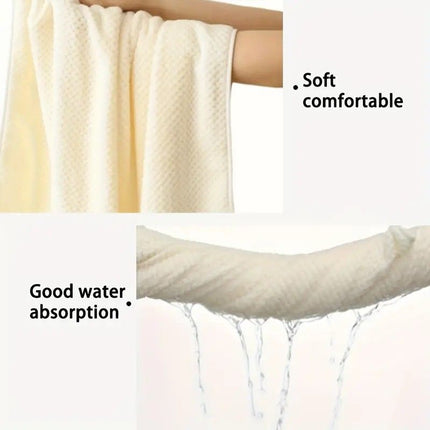 Modern Pineapple Grid Design Ultra-Soft Coral Fleece Bath Towel｜90x170cm Extra Thick Strong Absorption, Suitable for Bathroom, Gym, Hotel, and Home Use.(brown)