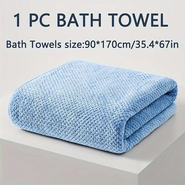 Modern Pineapple Grid Design Ultra-Soft Coral Fleece Bath Towel 90x170cm Extra Thick Strong Absorption