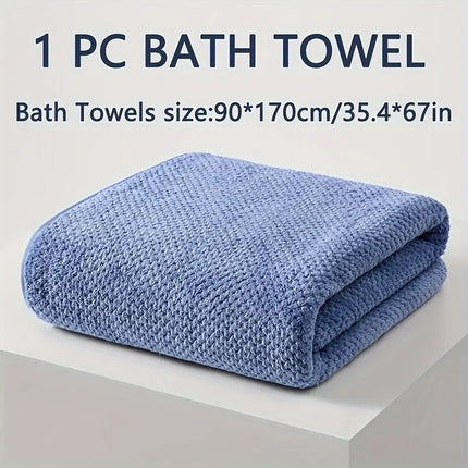 Modern Pineapple Grid Design Ultra-Soft Coral Fleece Bath Towel｜90x170cm Extra Thick Strong Absorption, Suitable for Bathroom, Gym, Hotel, and Home Use.(purple)