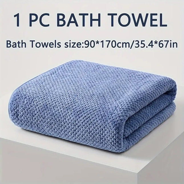 Modern Pineapple Grid Design Ultra-Soft Coral Fleece Bath Towel 90x170cm Extra Thick Strong Absorption (dark