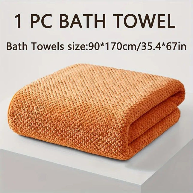 Modern Pineapple Grid Design Ultra-Soft Coral Fleece Bath Towel 90x170cm Extra Thick Strong Absorption