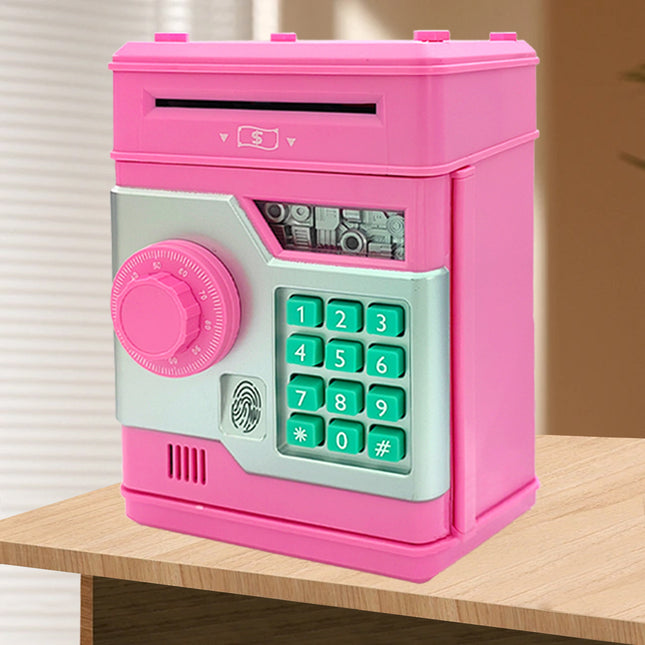 PINK Children's Password Piggy Bank Dual Lock Automatic Bill Intake Develops Savings Habit Multiple Colors