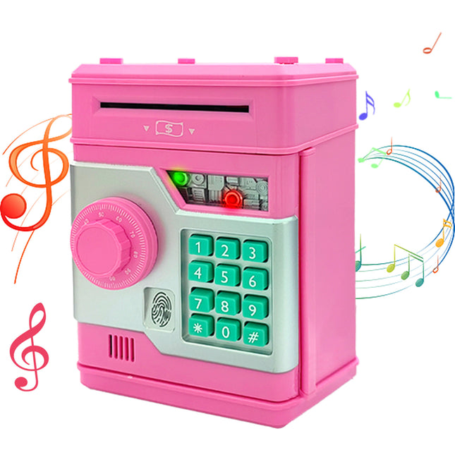 PINK Children's Password Piggy Bank Dual Lock Automatic Bill Intake Develops Savings Habit Multiple Colors – product detail
