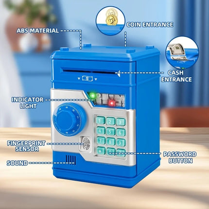 PINK Children's Password Piggy Bank, Dual Lock, Automatic Bill Intake, Develops Savings Habit, Multiple Colors Available, Battery Not Included