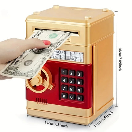 Children's Password Piggy Bank, Stores Coins & Paper Money, Auto Roll-Up, Sound & Light Interaction, Fosters Good Savings Habits. Battery Not Included.BLUE