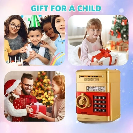 Children's Password Piggy Bank, Stores Coins & Paper Money, Auto Roll-Up, Sound & Light Interaction, Fosters Good Savings Habits. Battery Not Included.BLUE