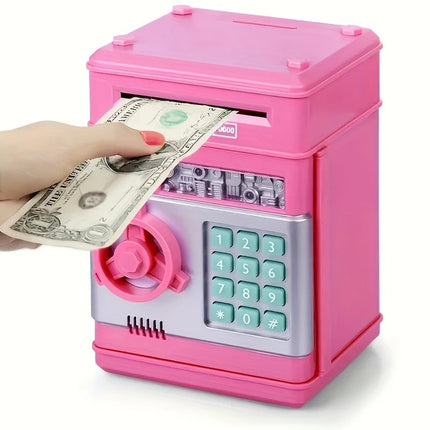 Children's Password Piggy Bank, Stores Coins & Paper Money, Auto Roll-Up, Sound & Light Interaction, Fosters Good Savings Habits. Battery Not Included.BLUE